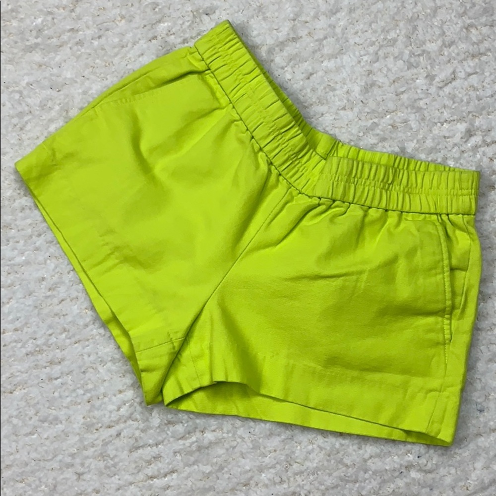 J Crew Factory Bright Green Yellow Cotton Shorts 2 - Picture 4 of 6